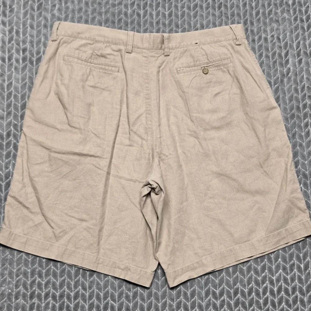 Banana Republic Mens Tan Linen Cotton Blend Flat Front Shorts Size 38 622418